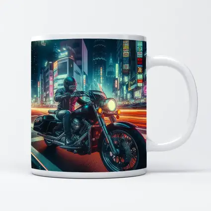 Harley Davidson Cruiser Rider Neon City Night