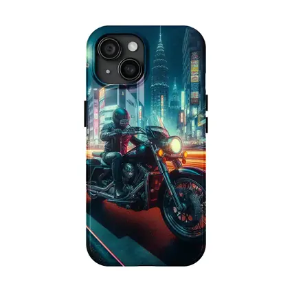 Harley Davidson Cruiser Rider Neon City Night