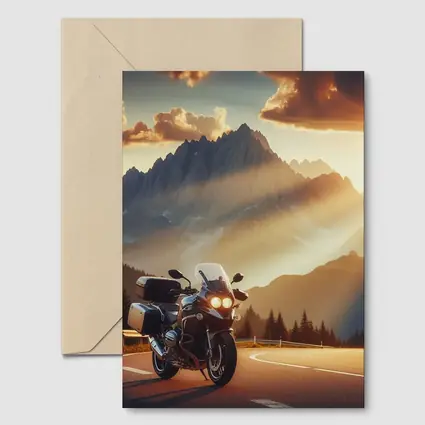 BMW Touring Motorcycle Alpine Mountain Sunset