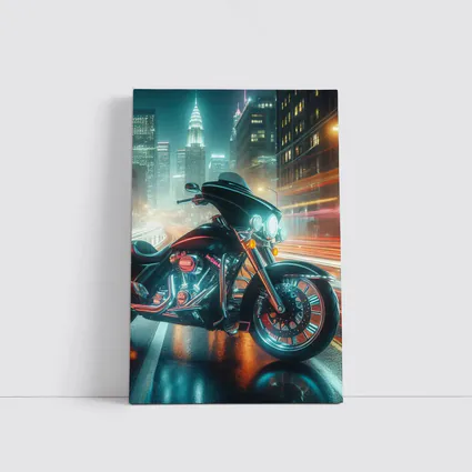 Harley Davidson Bagger Glowing City Night