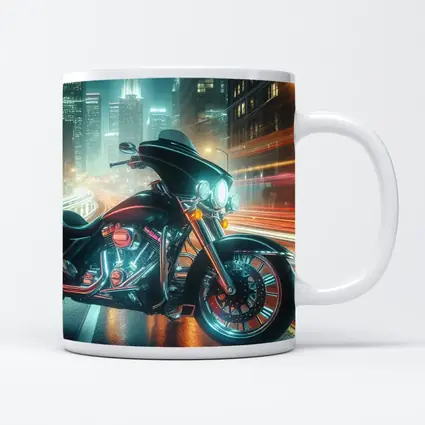 Harley Davidson Bagger Glowing City Night