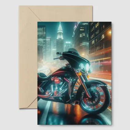 Harley Davidson Bagger Glowing City Night