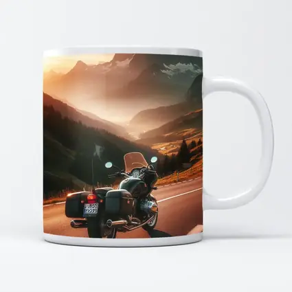 Touring Motorcycle Alpine Mountain Sunset Road