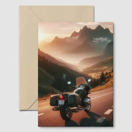 Touring Motorcycle Alpine Mountain Sunset Road