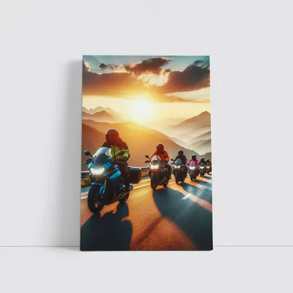 Motorcycle Group Ride Mountain Sunset Road