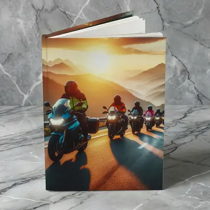 Motorcycle Group Ride Mountain Sunset Road