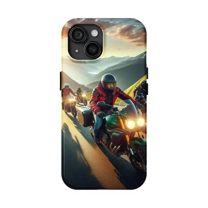Motorcycle Riders Group Mountain Sunset Road