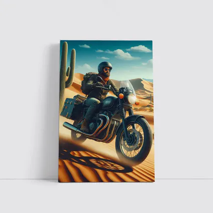 Bearded Rider Scrambler Motorcycle Desert Dunes