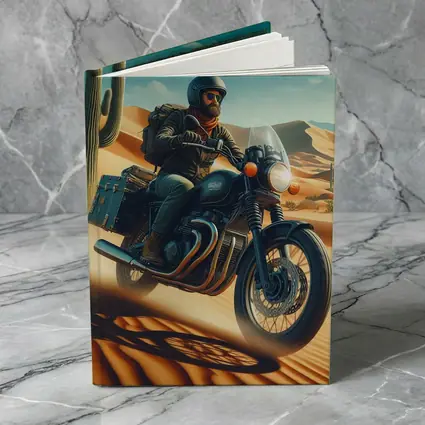Bearded Rider Scrambler Motorcycle Desert Dunes
