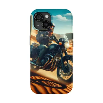 Bearded Rider Scrambler Motorcycle Desert Dunes