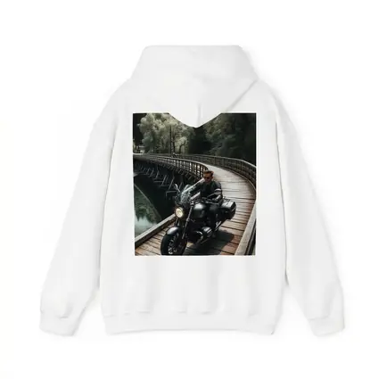 Cruiser Motorcycle Rider On Wooden Bridge