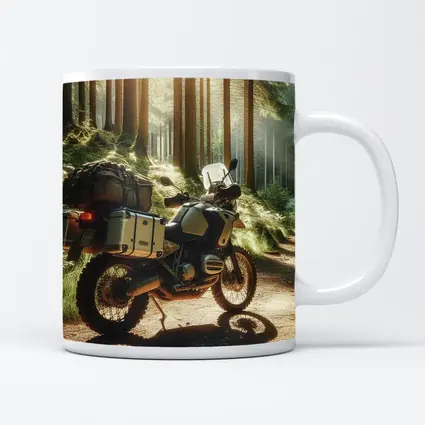 BMW Adventure Motorcycle Parked Forest Trail