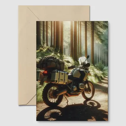 BMW Adventure Motorcycle Parked Forest Trail