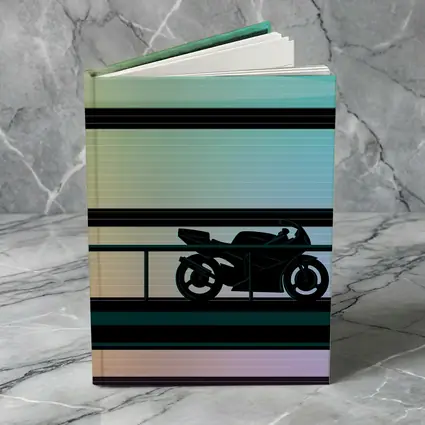 Sport Bike Silhouette Retro Striped Background Art