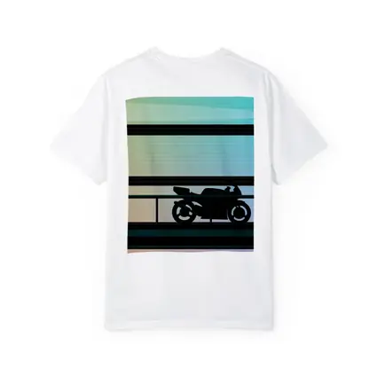Sport Bike Silhouette Retro Striped Background Art