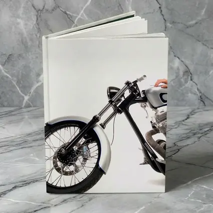 Custom Chopper Motorcycle Blonde Woman White Background