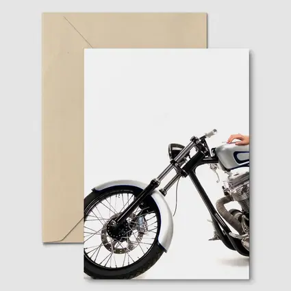 Custom Chopper Motorcycle Blonde Woman White Background
