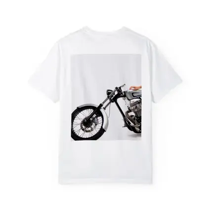 Custom Chopper Motorcycle Blonde Woman White Background