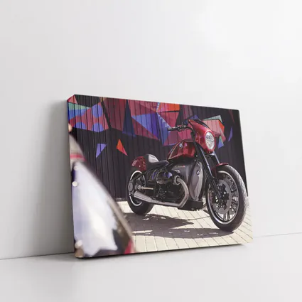 BMW Cruiser Motorcycle Red Graffiti Wall
