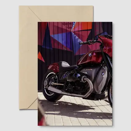 BMW Cruiser Motorcycle Red Graffiti Wall