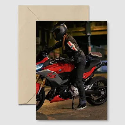 BMW Motorcycle Rider Night City Street