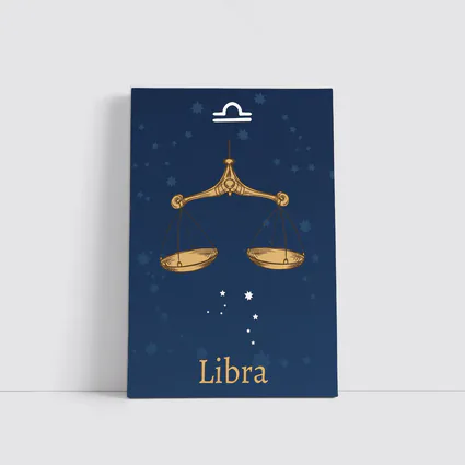Libra Zodiac Sign Gold Scales Blue