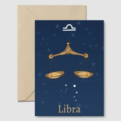 Libra Zodiac Sign Gold Scales Blue