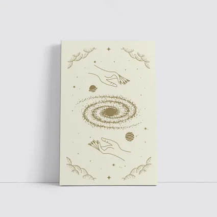 Celestial Hands Galaxy Space Boho Beige Art
