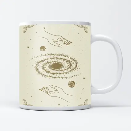 Celestial Hands Galaxy Space Boho Beige Art