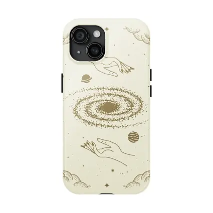 Celestial Hands Galaxy Space Boho Beige Art