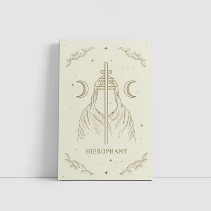 Hierophant Tarot Card Mystical Celestial Art