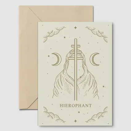 Hierophant Tarot Card Mystical Celestial Art