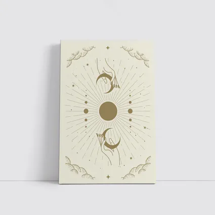 Celestial Hands Moon Sun Boho Gold Art