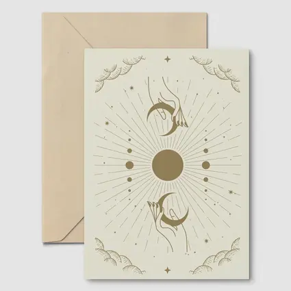 Celestial Hands Moon Sun Boho Gold Art