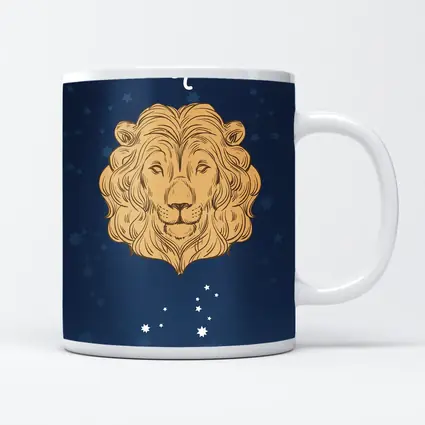 Leo Zodiac Lion Portrait Dark Blue Stars