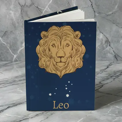 Leo Zodiac Lion Portrait Dark Blue Stars