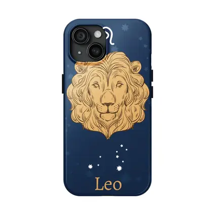 Leo Zodiac Lion Portrait Dark Blue Stars