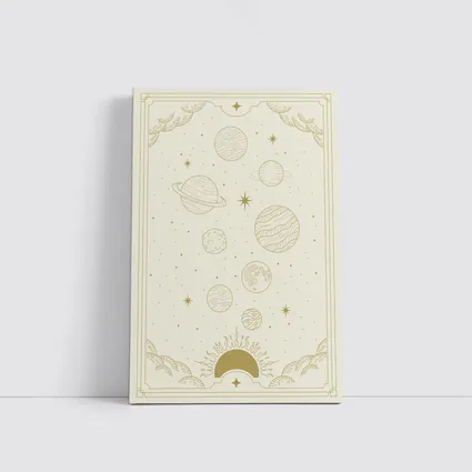 Gold Celestial Planets Solar System Mystical Art