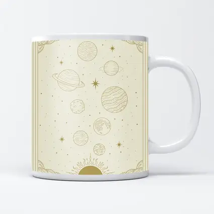 Gold Celestial Planets Solar System Mystical Art