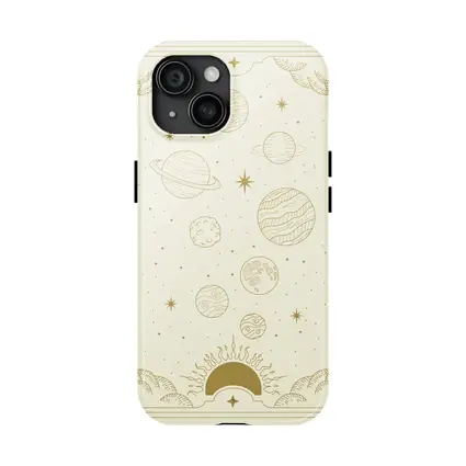 Gold Celestial Planets Solar System Mystical Art