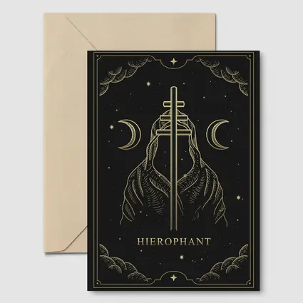 Hierophant Tarot Card Gold Dark Art