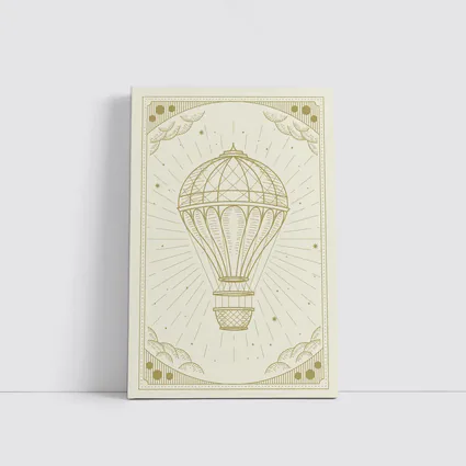Vintage Hot Air Balloon Engraving Gold Art