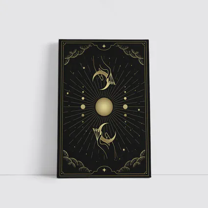 Mystical Hands Crescent Moon Gold Black