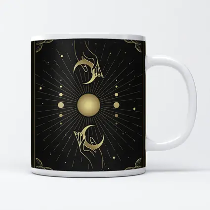 Mystical Hands Crescent Moon Gold Black