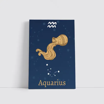 Aquarius Zodiac Sign Deep Blue Constellation Art