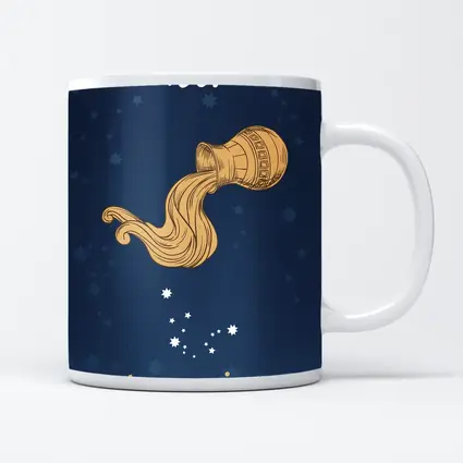 Aquarius Zodiac Sign Deep Blue Constellation Art