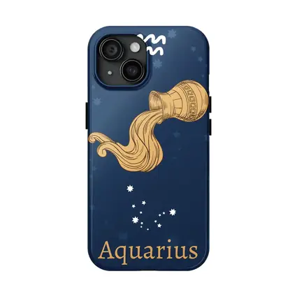 Aquarius Zodiac Sign Deep Blue Constellation Art