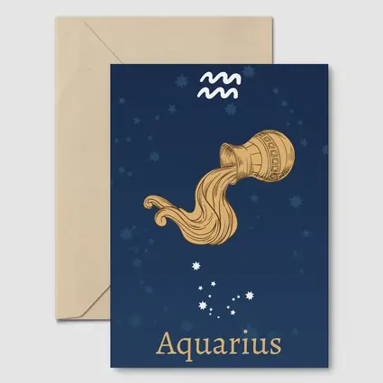 Aquarius Zodiac Sign Deep Blue Constellation Art
