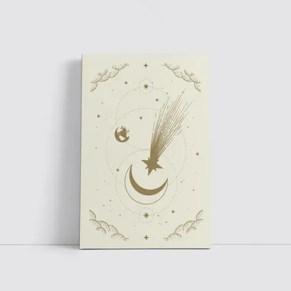 Celestial Moon Shooting Star Gold Art