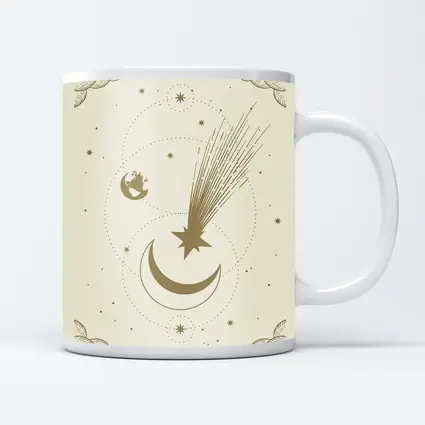 Celestial Moon Shooting Star Gold Art